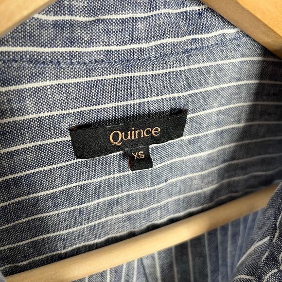 Quince European Linen Long Sleeve Button Up Shirt Womens XS Blue Stripe - Picture 6 of 10